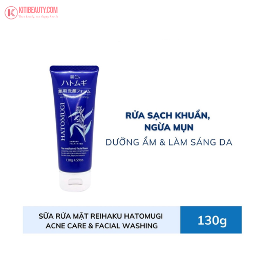 Sữa rửa mặt Reihaku Hatomugi Acne Care Ngừa mụn, Sáng da (130g)